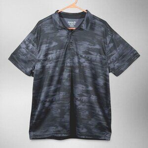 Reebok Polo Shirt Mens XL Black Gray Performance Golf Shirt